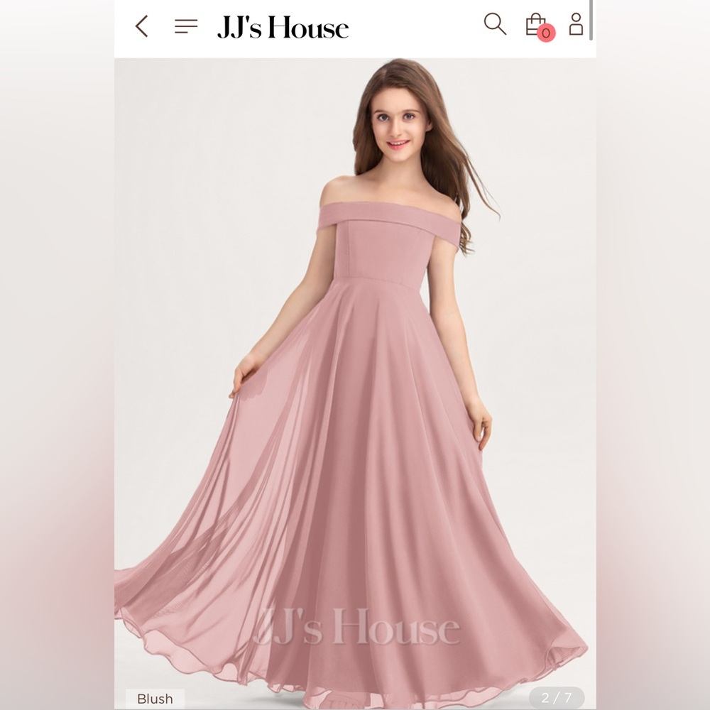 JJs House Pink Off-Shoulder Gown for Prom
